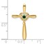 14K Yellow Gold Emerald Cross w/Heart Chain Slide - 26.8 mm