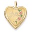 14k Yellow Gold Enamel Flowers Mom Heart Locket - 24 mm