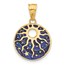 14K Yellow Gold Enameled Sun and Stars Pendant - 24.7 mm