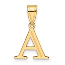 14K Yellow Gold Etched Letter A Initial Pendant - 20 mm
