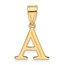 14K Yellow Gold Etched Letter A Initial Pendant - 20 mm