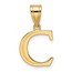 14K Yellow Gold Etched Letter C Initial Pendant - 20 mm