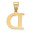 14K Yellow Gold Etched Letter D Initial Pendant - 20 mm