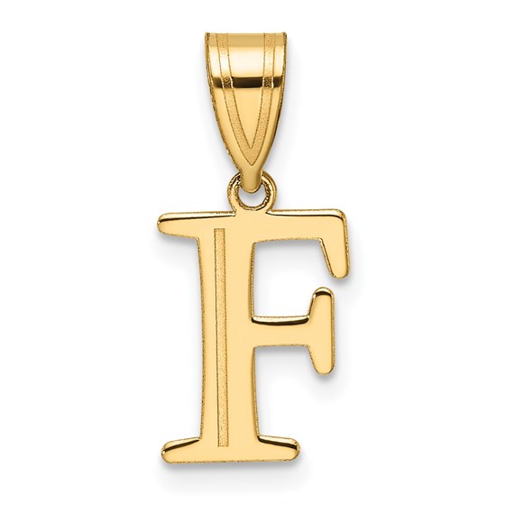 14K Yellow Gold Etched Letter F Initial Pendant - 20 mm 14K Yellow Gold Etched Letter F Initial Pendant - 20 mm