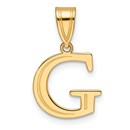 14K Yellow Gold Etched Letter G Initial Pendant - 20 mm