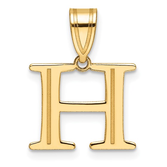 14K Yellow Gold Etched Letter H Initial Pendant - 19 mm 14K Yellow Gold Etched Letter H Initial Pendant - 19 mm