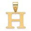 14K Yellow Gold Etched Letter H Initial Pendant - 19 mm