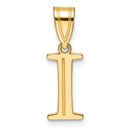 14K Yellow Gold Etched Letter I Initial Pendant - 20 mm