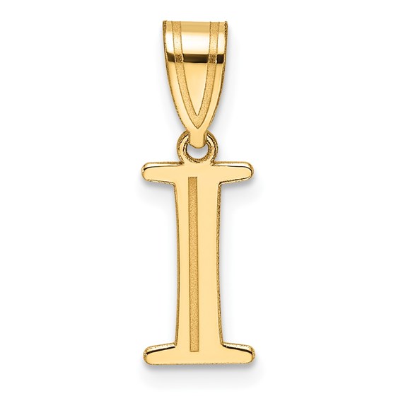 14K Yellow Gold Etched Letter I Initial Pendant - 20 mm 14K Yellow Gold Etched Letter I Initial Pendant - 20 mm