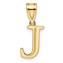 14K Yellow Gold Etched Letter J Initial Pendant - 20 mm