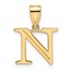 14K Yellow Gold Etched Letter N Initial Pendant - 20 mm