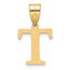 14K Yellow Gold Etched Letter T Initial Pendant - 20 mm