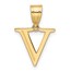 14K Yellow Gold Etched Letter V Initial Pendant - 19.5 mm