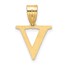 14K Yellow Gold Etched Letter V Initial Pendant - 19.5 mm