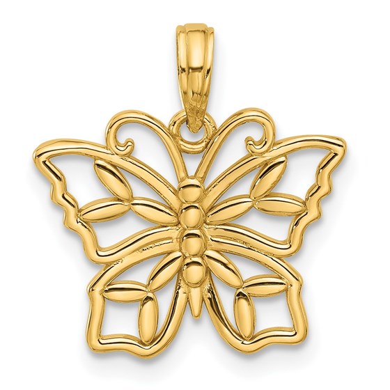 14K Yellow Gold Fancy Butterfly Charm - 19 mm 14K Yellow Gold Fancy Butterfly Charm - 19 mm