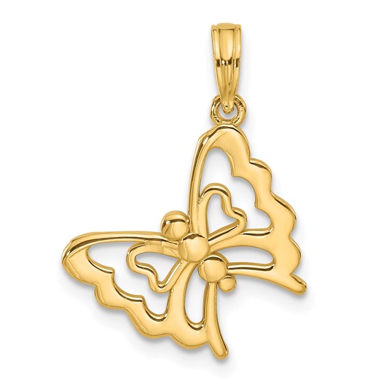 14K Yellow Gold Fancy Butterfly Charm - 25.25 mm 14K Yellow Gold Fancy Butterfly Charm - 25.25 mm