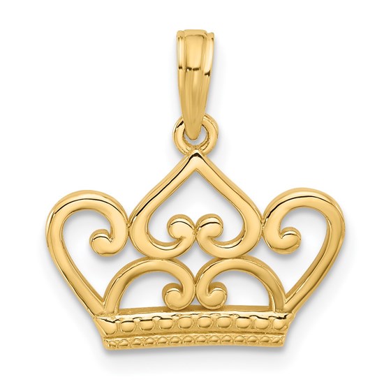 14K Yellow Gold Fancy Crown Charm - 19 mm