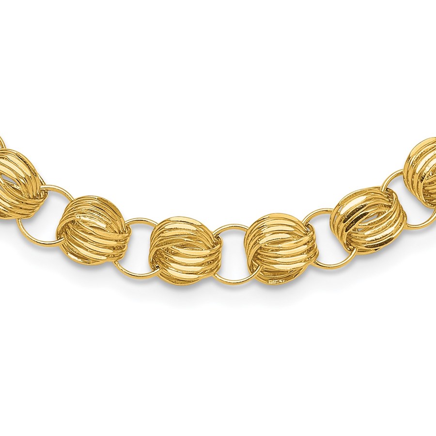 14K Yellow Gold Fancy D/C Triple Link Necklace - 18 in.