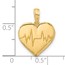 14K Yellow Gold Fancy EKG Heart Charm - 18.7 mm