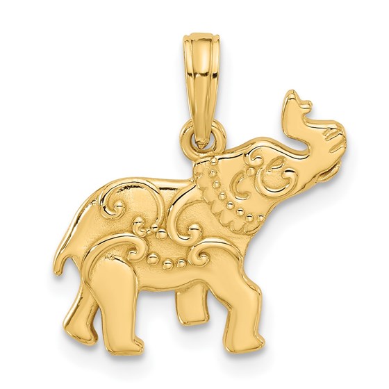 14K Yellow Gold Fancy Elephant Charm - 19.5 mm 14K Yellow Gold Fancy Elephant Charm - 19.5 mm