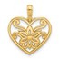 14K Yellow Gold Fancy Flower and Heart Charm - 20.5 mm