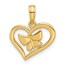 14K Yellow Gold Fancy Heart and Butterfly Charm - 18.9 mm