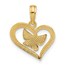 14K Yellow Gold Fancy Heart and Butterfly Charm - 18.9 mm