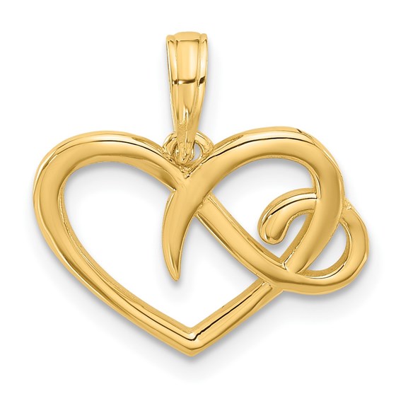 14K Yellow Gold Fancy Heart Charm - 17.5 mm 14K Yellow Gold Fancy Heart Charm - 17.5 mm