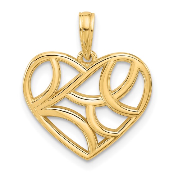 14K Yellow Gold Fancy Heart Charm - 21.1 mm 14K Yellow Gold Fancy Heart Charm - 21.1 mm