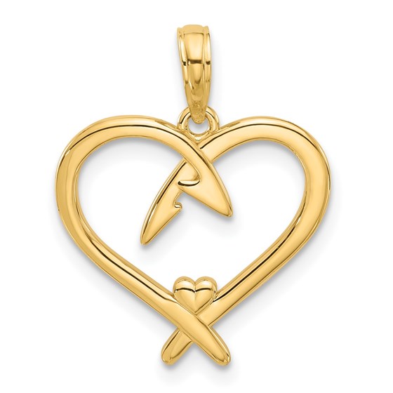 14K Yellow Gold Fancy Heart Charm - 22 mm 14K Yellow Gold Fancy Heart Charm - 22 mm