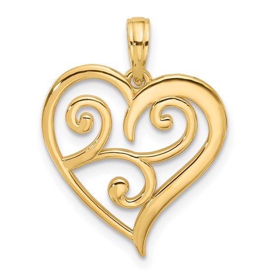 14K Yellow Gold Fancy Heart Charm - 23.9 mm 14K Yellow Gold Fancy Heart Charm - 23.9 mm