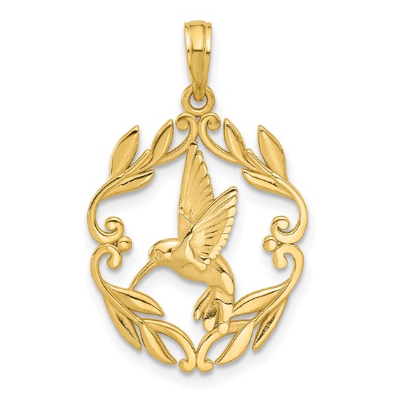 14K Yellow Gold Fancy Hummingbird Charm - 28.5 mm 14K Yellow Gold Fancy Hummingbird Charm - 28.5 mm