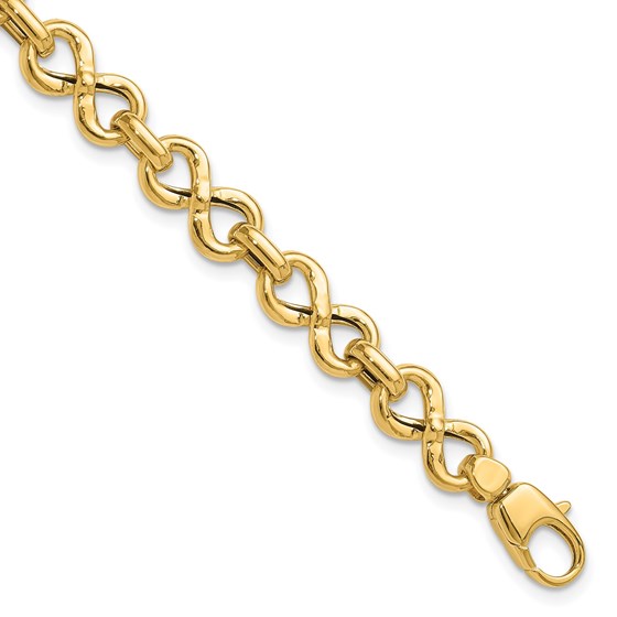 14K Yellow Gold Fancy Infinity Link Bracelet - 7.5 in.