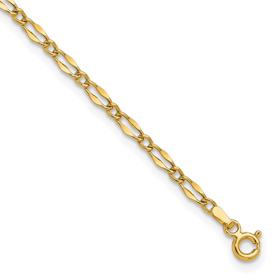 14K Yellow Gold Fancy Link 9in Plus 1in extension Anklet - 10 in.