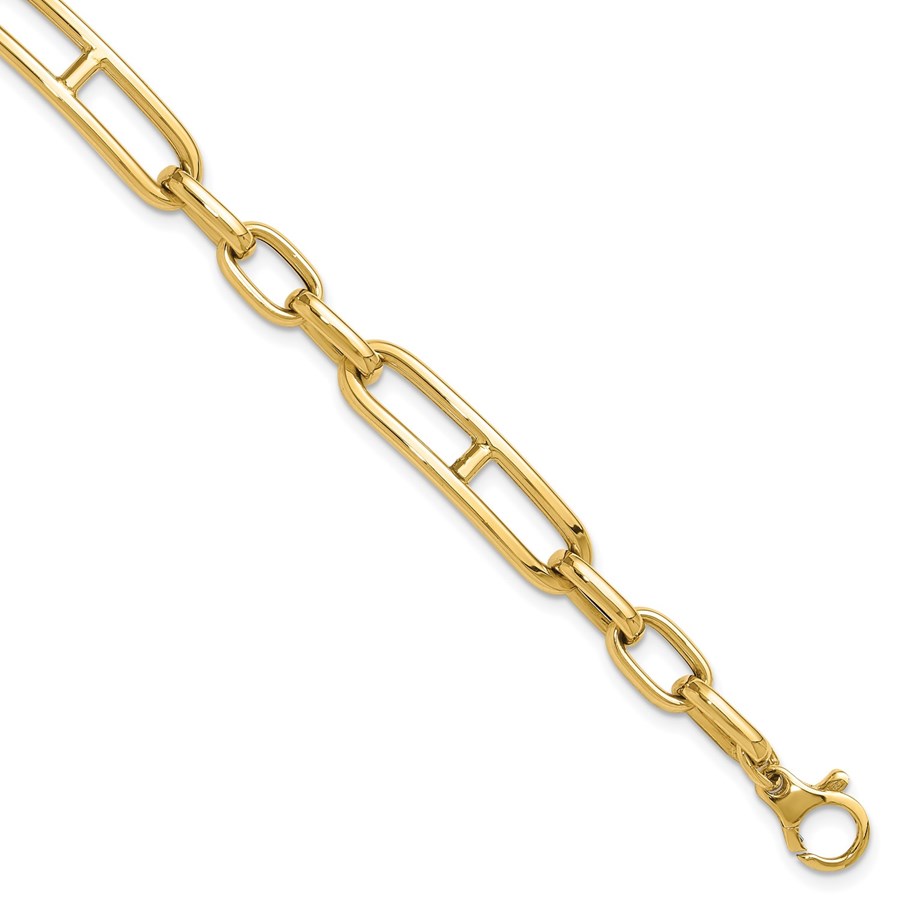 14K Yellow Gold Fancy Link Bracelet - 7.4 in.