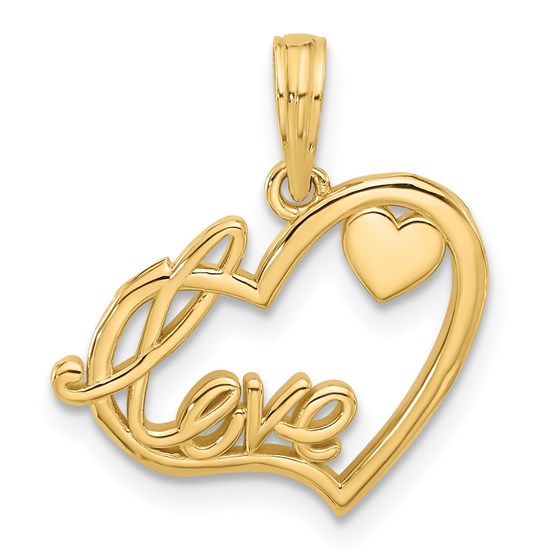 14K Yellow Gold Fancy Love and Hearts Charm - 19.6 mm 14K Yellow Gold Fancy Love and Hearts Charm - 19.6 mm