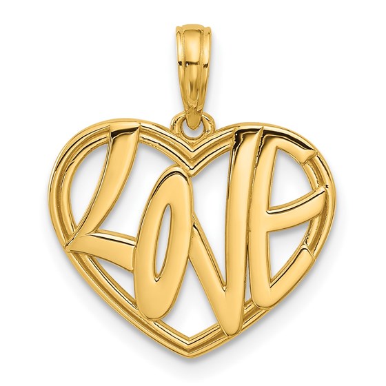 14K Yellow Gold Fancy Love Heart Charm - 20.6 mm 14K Yellow Gold Fancy Love Heart Charm - 20.6 mm