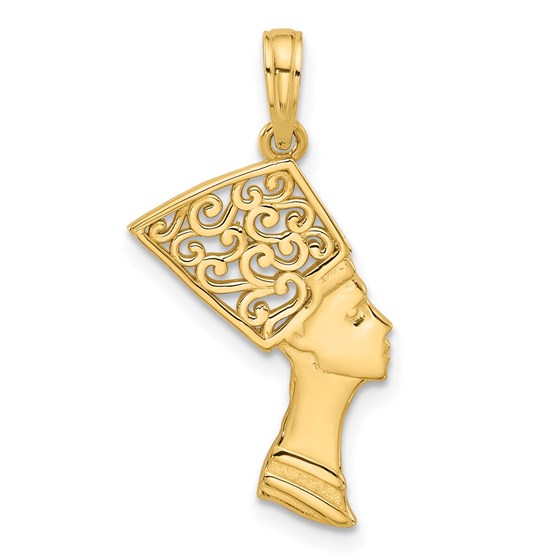 14K Yellow Gold Fancy Nefertiti Profile Charm - 28 mm 14K Yellow Gold Fancy Nefertiti Profile Charm - 28 mm