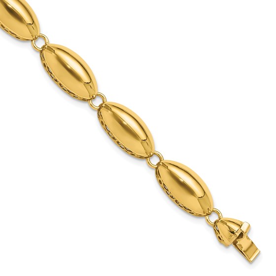 14K Yellow Gold Fancy Oval Link Bracelet - 7.5 in. 14K Yellow Gold Fancy Oval Link Bracelet - 7.5 in.