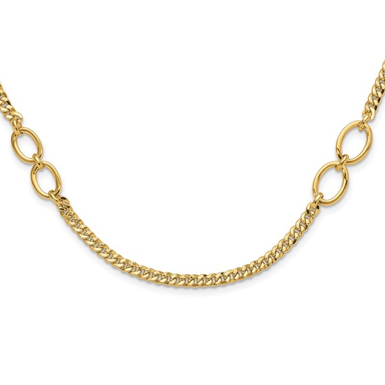14K Yellow Gold Fancy Oval Links Curb Necklace - 18 in. 14K Yellow Gold Fancy Oval Links Curb Necklace - 18 in.