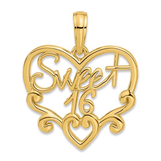14K Yellow Gold Fancy Sweet 16 Charm - 21.7 mm 14K Yellow Gold Fancy Sweet 16 Charm - 21.7 mm
