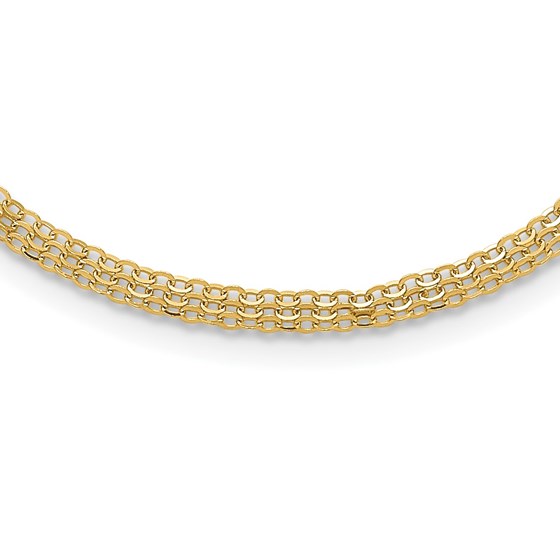 14K Yellow Gold Fancy Triple Cable Chain Necklace - 18 in. 14K Yellow Gold Fancy Triple Cable Chain Necklace - 18 in.