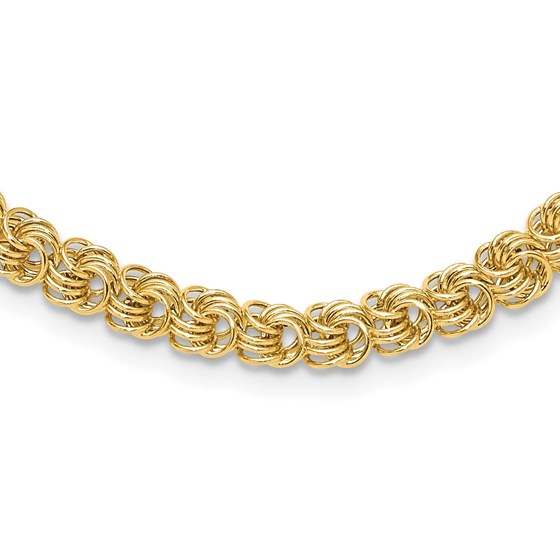 14K Yellow Gold Fancy Triple Link Necklace - 18 in. 14K Yellow Gold Fancy Triple Link Necklace - 18 in.