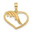14K Yellow Gold Fancy Wings and Heart Charm - 19 mm