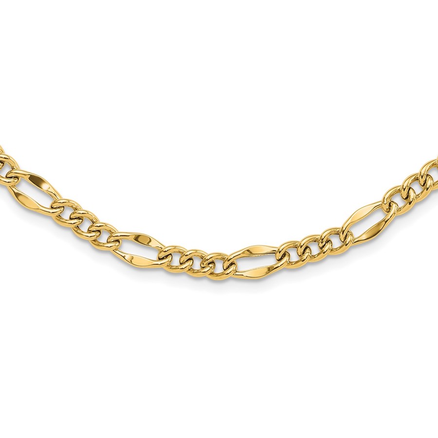 14K Yellow Gold Figaro 24.25inch Necklace - 24.25 in.