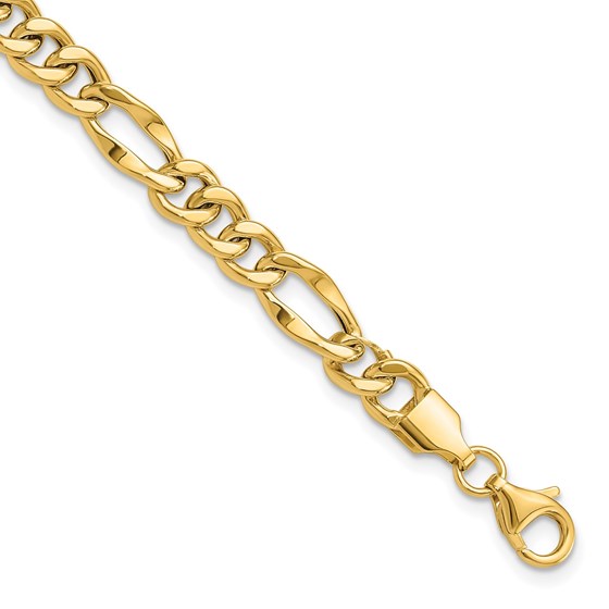 14K Yellow Gold Figaro Link Bracelet - 7.5 in.