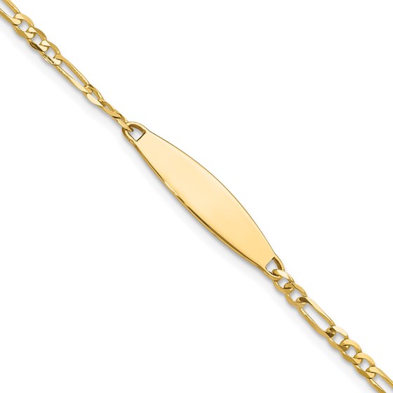 14K Yellow Gold Figaro Link ID Bracelet - 8 in. 14K Yellow Gold Figaro Link ID Bracelet - 8 in.