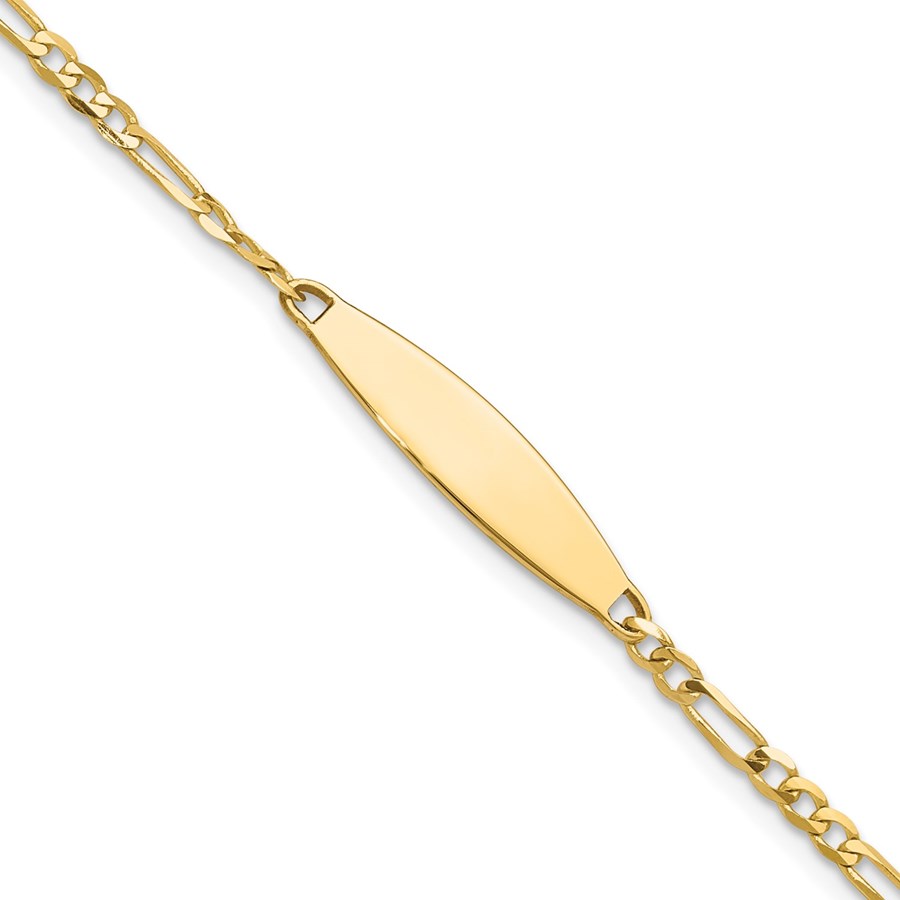 14K Yellow Gold Figaro Link ID Bracelet - 8 in.