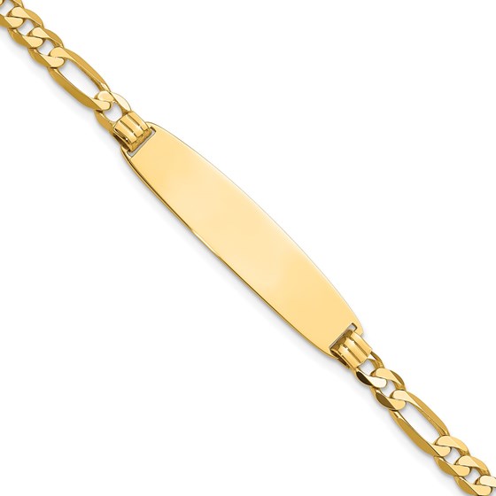 14K Yellow Gold Figaro Rounded ID Bracelet - 8 in. 14K Yellow Gold Figaro Rounded ID Bracelet - 8 in.