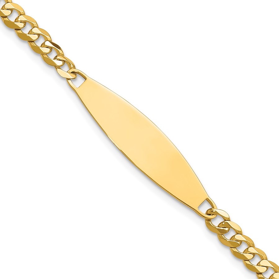14K Yellow Gold Flat Curb Link ID Bracelet 8 in.